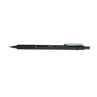 Image of rOtring Rapid Pro Mechanical Pencil HB 2.0 mm Lead Propelling Reduced Breakage Matte Black Full Metal Barrel