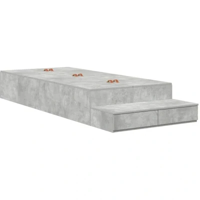Image of vidaXL Storage Bed Frame Concrete Grey 75x190 cm