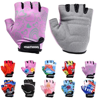 Image of meteor Kid Cycling Gloves With Short Half Fingers Fastened Children Child Bike Safety Accessories Hand Protect (XS 6 6,5cm 2.3 2.5inch, Flower)