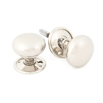 Image of From the Anvil Polished Nickel Mushroom Mortice/Rim Knob Set