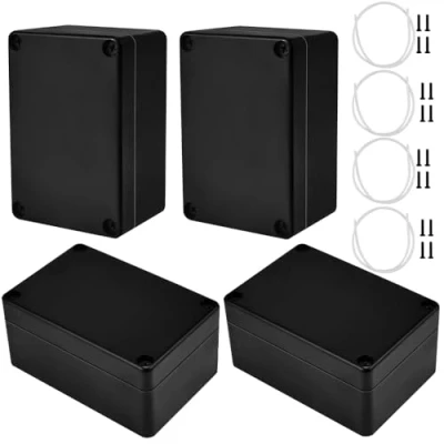 Image of ADERTOS 4 PCS IP65 Waterproof Junction Boxes External Electrical Box Outdoor Cable Connection Plastic Project Enclosure for Electronics Case 100x68x50mm/Black