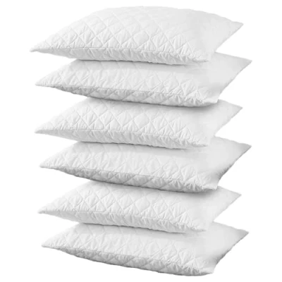 Image of Opulent Home Cotton Blend Quilted Bounceback Pillows Pack of 6 Hypoallergenic, Supportive, Soft, and Machine Washable for Back Side Sleepers