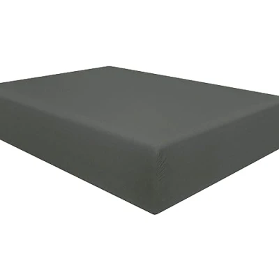 Image of Deep Fitted Sheet 25cm Plain Dyed Non Iron Polycotton Bed Mattress Cover Elasticated Pocket (Super King, Grey)