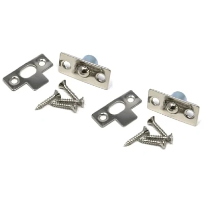 Image of fiXte Bales Tubular Ball Roller Bolt Spring Cupboard Cabinet Door Catch Nickel Plated Plates 16mm (Pack of 2)