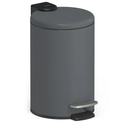 Image of stardis 3 Litre Pedal Bin, Stainless Steel, Dark Grey, Matt with Soft Close Mechanism, Folding Lid, Quiet Closing, Inner Bucket, Cosmetic Waste Bathroom