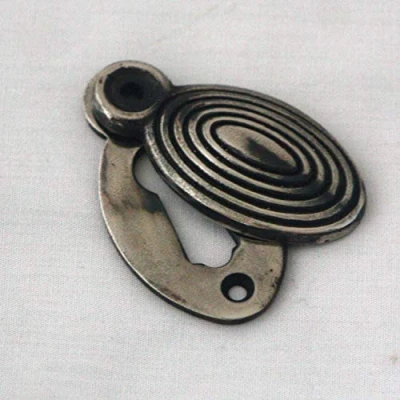 Image of Antique Nickel Oval Beehive Escutcheon