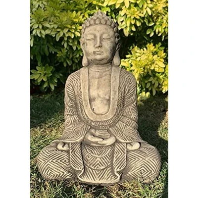 Image of STONE GARDEN LARGE MAZE ROBE BUDDHA NATURAL GIFT CONCRETE ORNAMENT