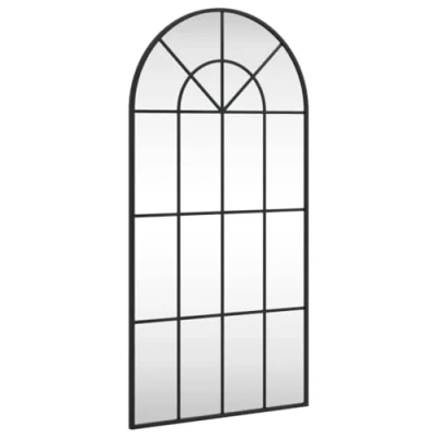 Image of vidaXL Black Arch Iron Wall Mounted Mirror Durable and Sturdy Glass Material Space saving Design Ideal for Limited Spaces