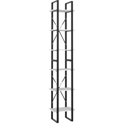 Image of vidaXL 6 Tier Book Cabinet White 40x30x210 cm Engineered Wood