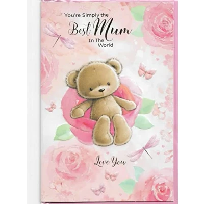 Image of Mothers Day Card For Mum 23 x 15 Cm (9 6 inches) You&#039;re Simply The Best In World Love You Happy Mother&#039;s Cute