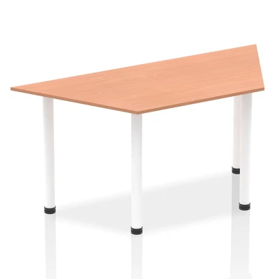 Image of Impulse 1600mm Trapezium Beech Top White Post Leg