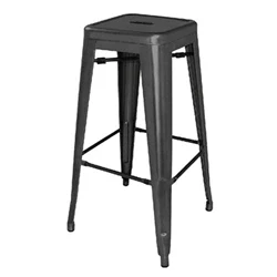Image of Bolero Steel Bistro High Stools Black 760X430X430mm Bar Breakfast Seat Chair 4pc