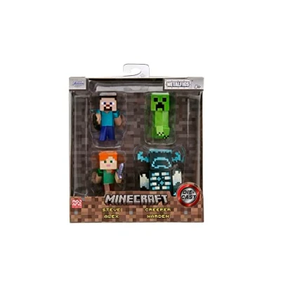 Image of Jada Minecraft 2.5 Inch Die cast Figure 4pk including Steve, Alex, Creeper, Warden to collect or gift suitable for kids from 8 years and over, See all metal figures in the Store