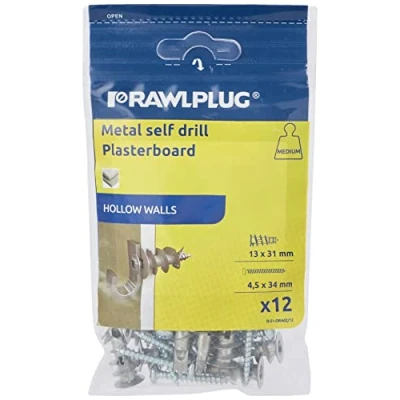 Image of Rawlplug 07 115 Metal Selfdrill Plasterboard Fixing (12 pieces)