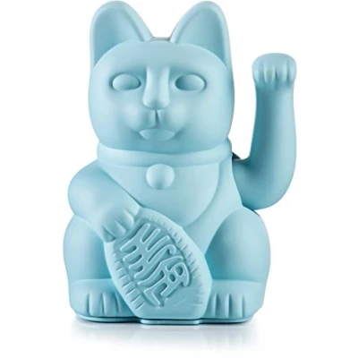 Image of Lucky Cat Waving Cat, Plastic, blue, ca. 15 x 10,5 cm