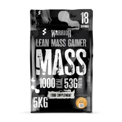 Image of Warrior Mass Protein Powder 5.04kg Serious Gainer High Calorie, Weight Gain Supplement 61g of Protein, 18 Servings, 1000+ Calories Shake, Supports Muscle Growth (Salted Caramel, 5kg)