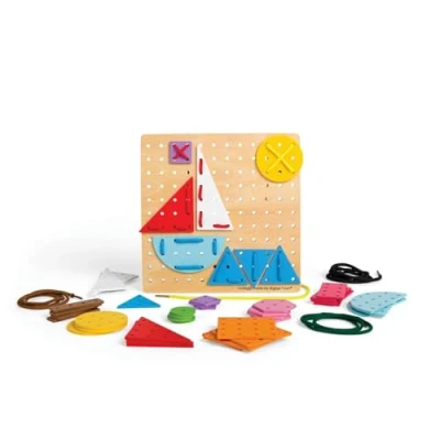 Image of Bigjigs Toys Geometric Lace a Shape Game 44 Lacing Cards &amp; 6 Laces, Fine Motor Skills Toys, Threading for 2+ Year Olds, Ideal Early Learning Toddler Toy