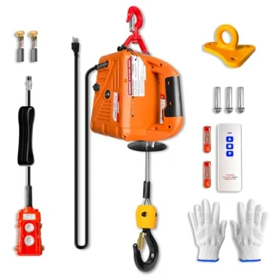 Image of TOYO INTL 3 in 1 Electric Hoist Winch, 1100lbs Portable Power Winch with Wire and Wireless Remote Control, 110V Crane, Overload Protection 25ft Lifting Height for Towing