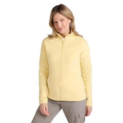 Image of Mountain Warehouse Raso Womens Fleece Soft Touch Ladies Sweater Top with Full Zip, Microfleece Best for Daily Use, Outdoors &amp; Travelling Pale Yellow Women&#039;s Size 16