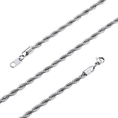 Image of GOLDCHIC JEWELRY 3mm Miami Twist Chain Necklace for Men, 316L Stainless Steel 18 Inches Rope Link Hip Hop Rapper