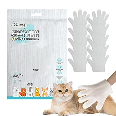 Image of puzzlegame Dog Cleaning Gloves Wipes Pet No Rinse Easy Bath Mittens, Wipes, Cat for Bathing Grooming