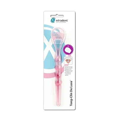 Image of Miradent Tongue Cleaner Pink Luxury Tong Clin One Brush