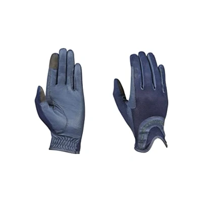 Image of Dublin Pull On Glitter Mesh Back Riding Gloves Navy Unisex