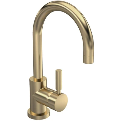 Image of Hudson Reed PN880 Tec Lever Modern Bathroom Side Action Mono Basin Mixer Tap with Waste, 292mm, Brushed Brass