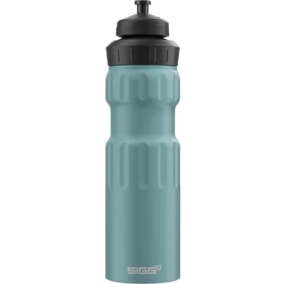 Image of Sigg Aluminum Sports Water Bottle WMB Morning Blue With 3 Stage Cap ClimatePartner Certified Leakproof &amp; Lightweight BPA Free 0.75L