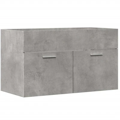 Image of vidaXL Bathroom Sink Cabinet/Cupboard Engineered Wood Concrete Grey Ample Storage Wall Mountable Dimensions 90x38.5x46 cm