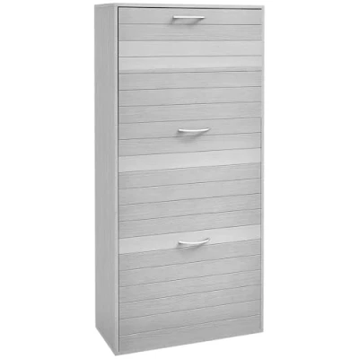 Image of HOMCOM Narrow Shoe Cabinet, Slim Storage Cabinet with 3 Flip Drawers, 12 Pair of Shoes Organizer Hallway Entryway, Grey