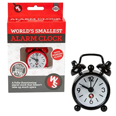 Image of Funtime Gifts World&#039;s Smallest Alarm Clock Colour May Vary, RED or Black, Mini