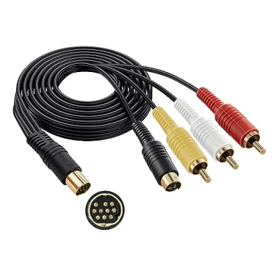 Image of Mcbazel Gold Plated S AV Video Audio Composite TV Adapter Cable for Sega Saturn