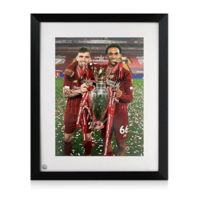 Image of Exclusive Memorabilia Trent Alexander Arnold &amp; Andy Robertson Signed Liverpool Football Photo. Framed