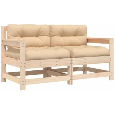 Image of vidaXL Garden Chairs with Cushions 2 pcs Solid Wood Pine