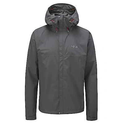 Image of Rab Men&#039;s Downpour Eco Waterproof Breathable Jacket for Hiking, Trekking, &amp; Climbing Graphene Medium