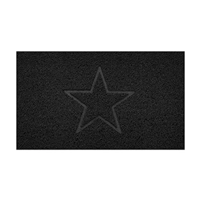 Image of Nicoman Embossed Spaghetti Door Mat Dirt Trapper Jet Washable Doormat 70x43cm (Black, STAR Shape) Use Indoor or Sheltered Outdoor