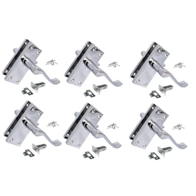 Image of Silver Door Handles Interior Victorian Scroll in Polished Chrome Handles, Back Plate, 118 x 42mm &amp; Tubular Latch, Multipack, Sets (6 Sets)