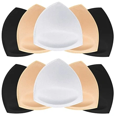 Image of SKENGWEL 5 Pairs Women&#039;s Triangle Bra Pads Inserts Removable Push Up Sports Cups Replacements For Bikini Top Swimsuit (Triangle 3 Color B/C)