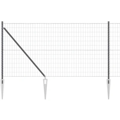 Image of vidaXL Euro Fence with 13 Spike Posts 1x25 m Galvanised Steel Grey