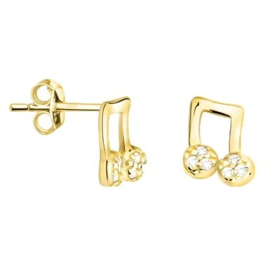Image of SOFIA MILANI Women&#039;s Earrings 925 Silver Gold Plated &amp; with Zirconia Stones Eighth note music Stud Earring E2416
