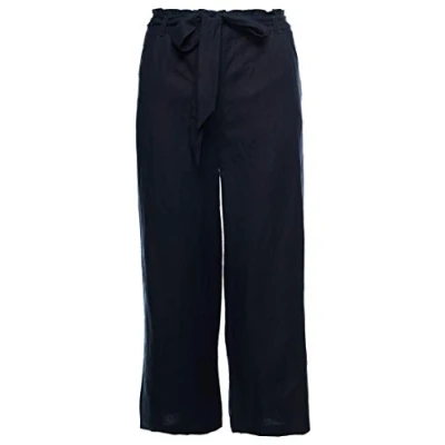 Image of Superdry Women&#039;s Eden Linen Trouser, Blue (Atlantic Navy Gkv), 16 (Size: 30)