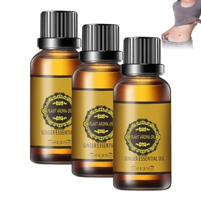 Image of Lovilds Lymphatic Drainage Ginger Oil, Belly Slimming Tummy Natural Oil Essential Relax Massager Liquid, (3PCS)