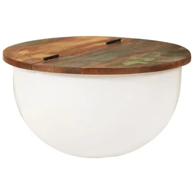 Image of vidaXL Coffee Table White 50x27 cm Solid Wood Reclaimed