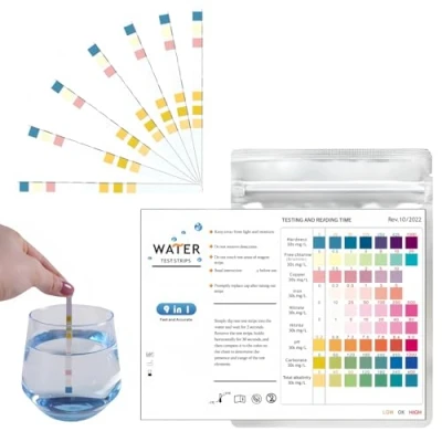 Image of Asheyya 60 Pack Water Test Strips, Home Testing Kits for Drinking Water, PH, Hardness, Chlorine, Lead, Iron, Copper, Nitrate. Etc