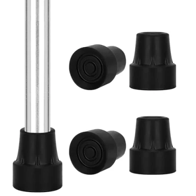 Image of supregear Rubber Walking Stick Ferrules (4 Pack), Non Slip 19 mm Protectors Cane Tips with Metal Inserts, Crutch Tips, Feet, Accessories, Black