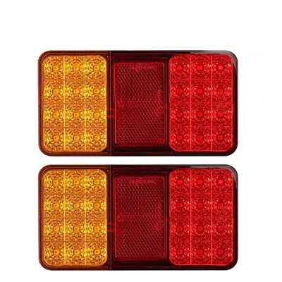 Image of Justech 2 x Rear Brake lights Tail 12V Universal for Trailer Camper Van Truck Lorry Tractor (24 LEDS)