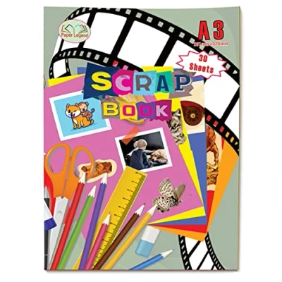 Image of A3 Staple Bound Scrapbooks Assorted 30 Colour Sheets for Children Kids and Adults Family Photo Album Card Making Art Craft Activity Scrap Book.