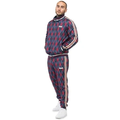 Image of Lonsdale Men&#039;s Redford Tracksuit, Navy/Red/Ecru, 3XL