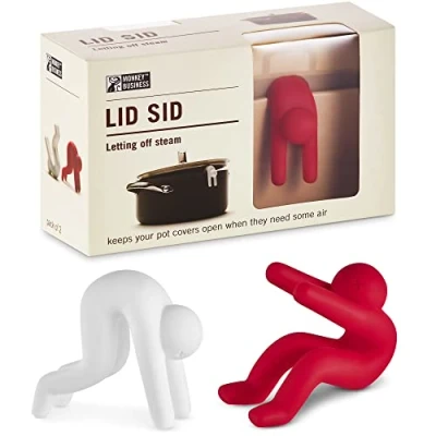 Image of Lid Sid: Pot Lifter Holder that Keeps from Boiling Over Helpful Kitchen Gadget to Reduce Soups and Stews Cool Gadgets &amp; Cute Accessories by Monkey Business